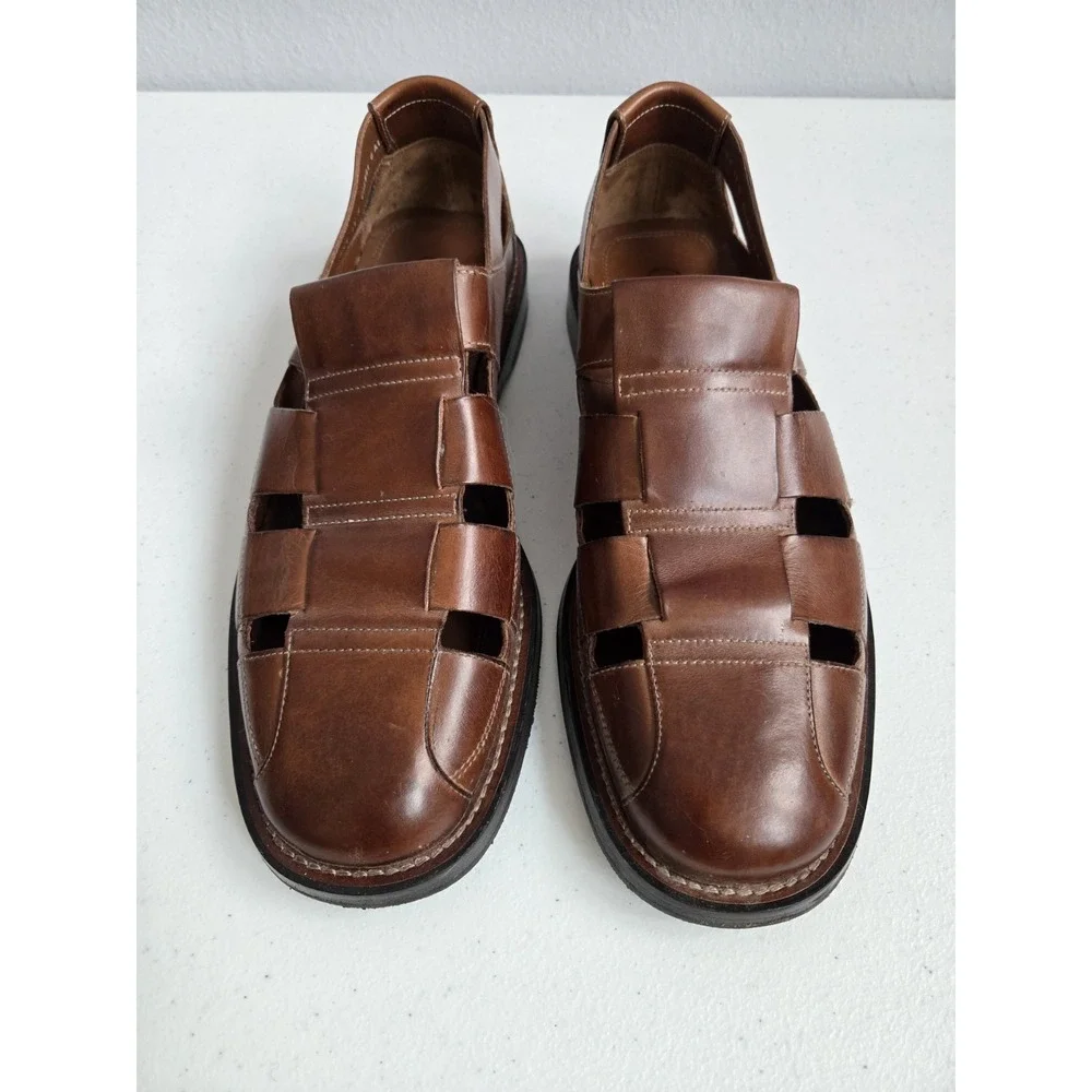 Cole Haan Men's Size 11M Brown‎ Leather Basket Fisherman Sandle Slip On